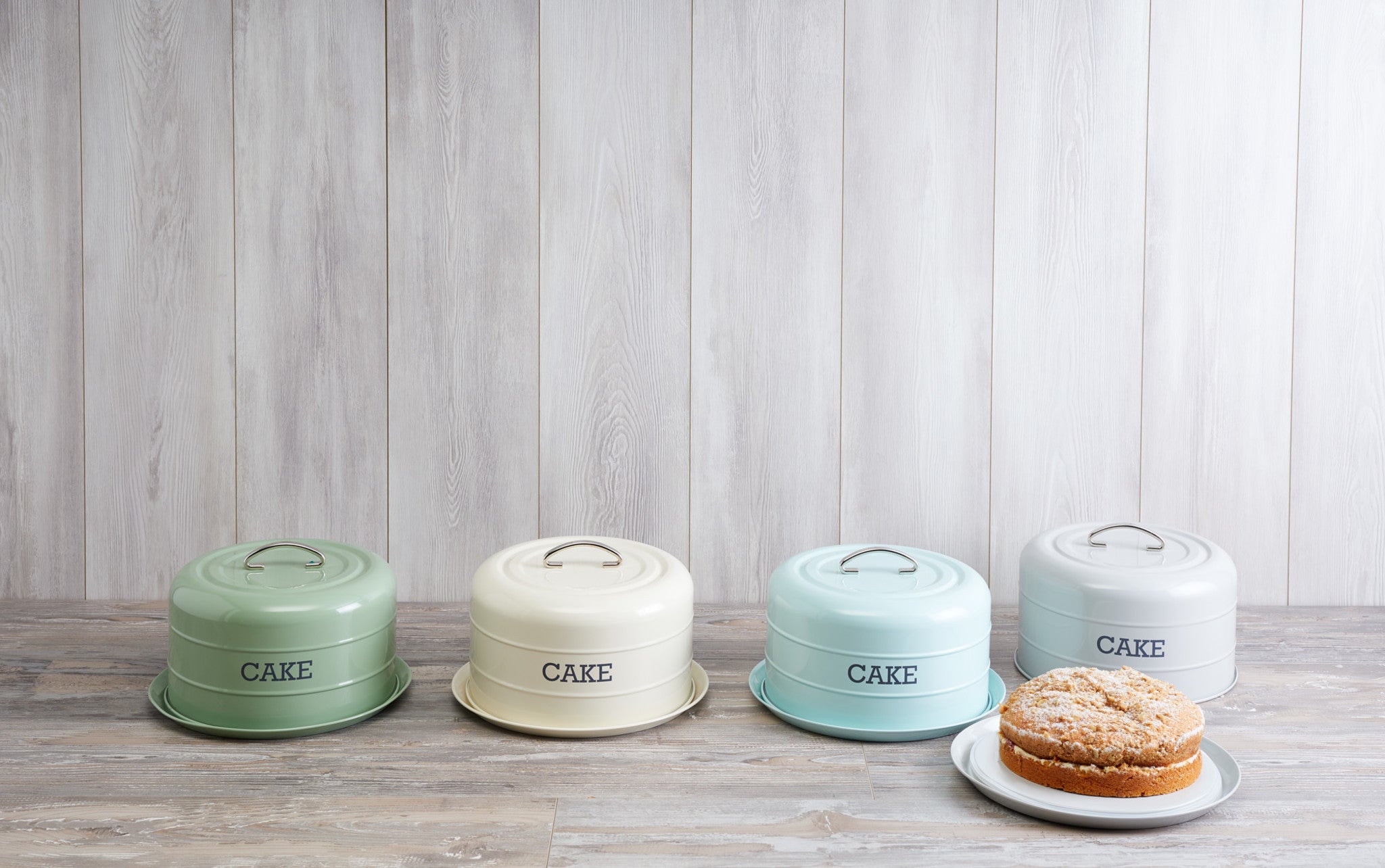 Kitchen Craft Living Nostalgia Airtight Cake Storage Tin/Cake Dome, 28.5 x  18 cm, English Sage Green