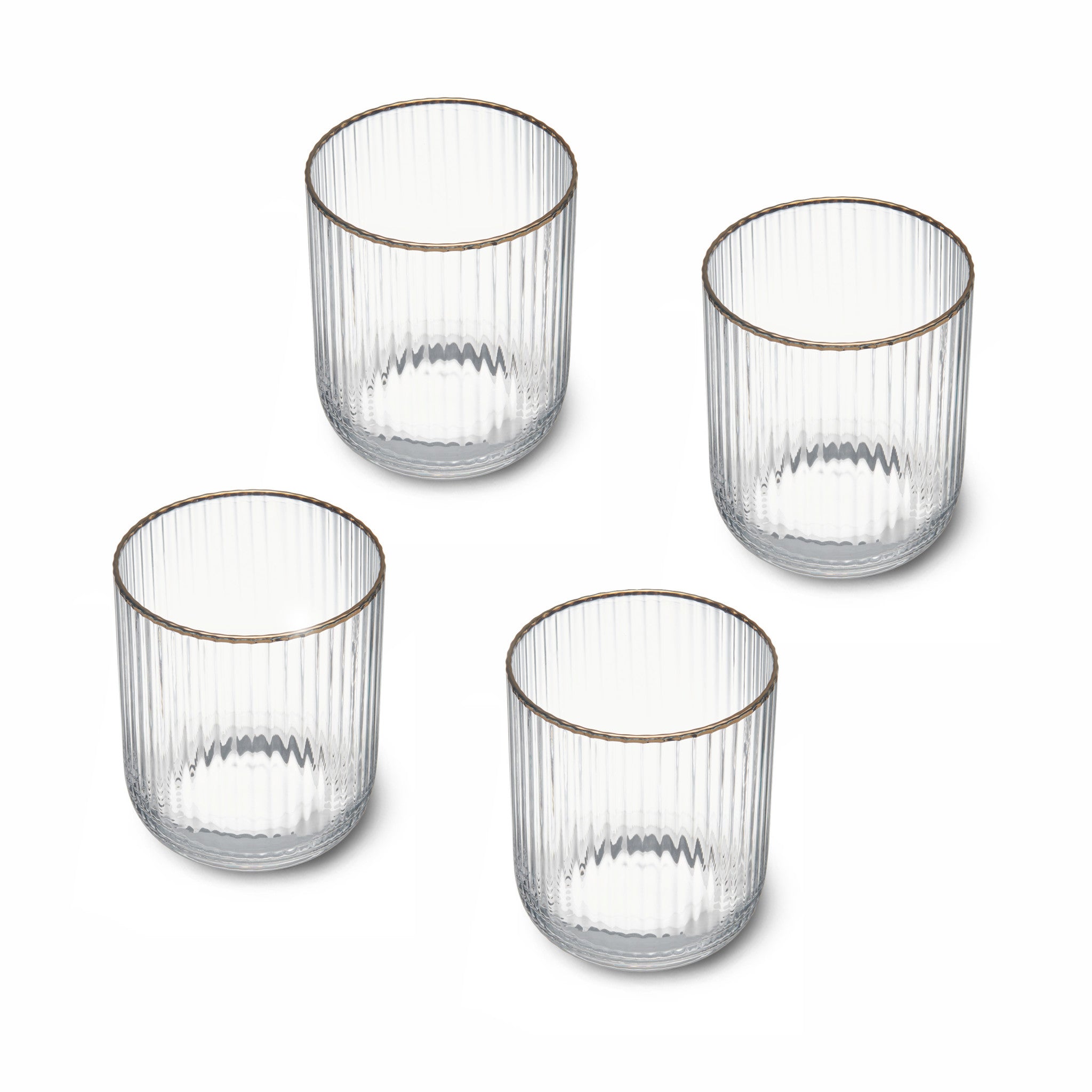 Mikasa Sorrento Ridged Crystal Tumbler Glasses, Set of 4, 400ml