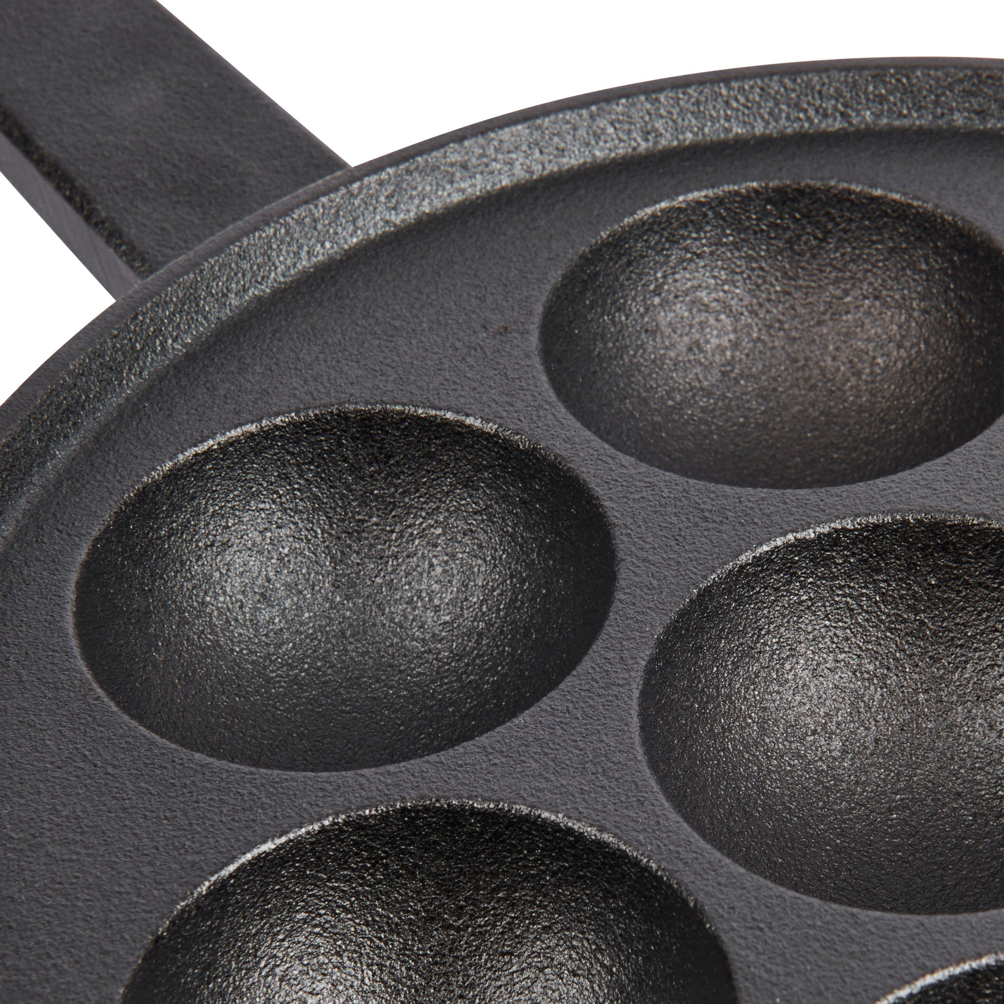 KitchenCraft KCDANPAN Aebleskiver Pan With 7 Holes And Aebleskiver Recipe, Cast Iron, 20.5 Cm, Black