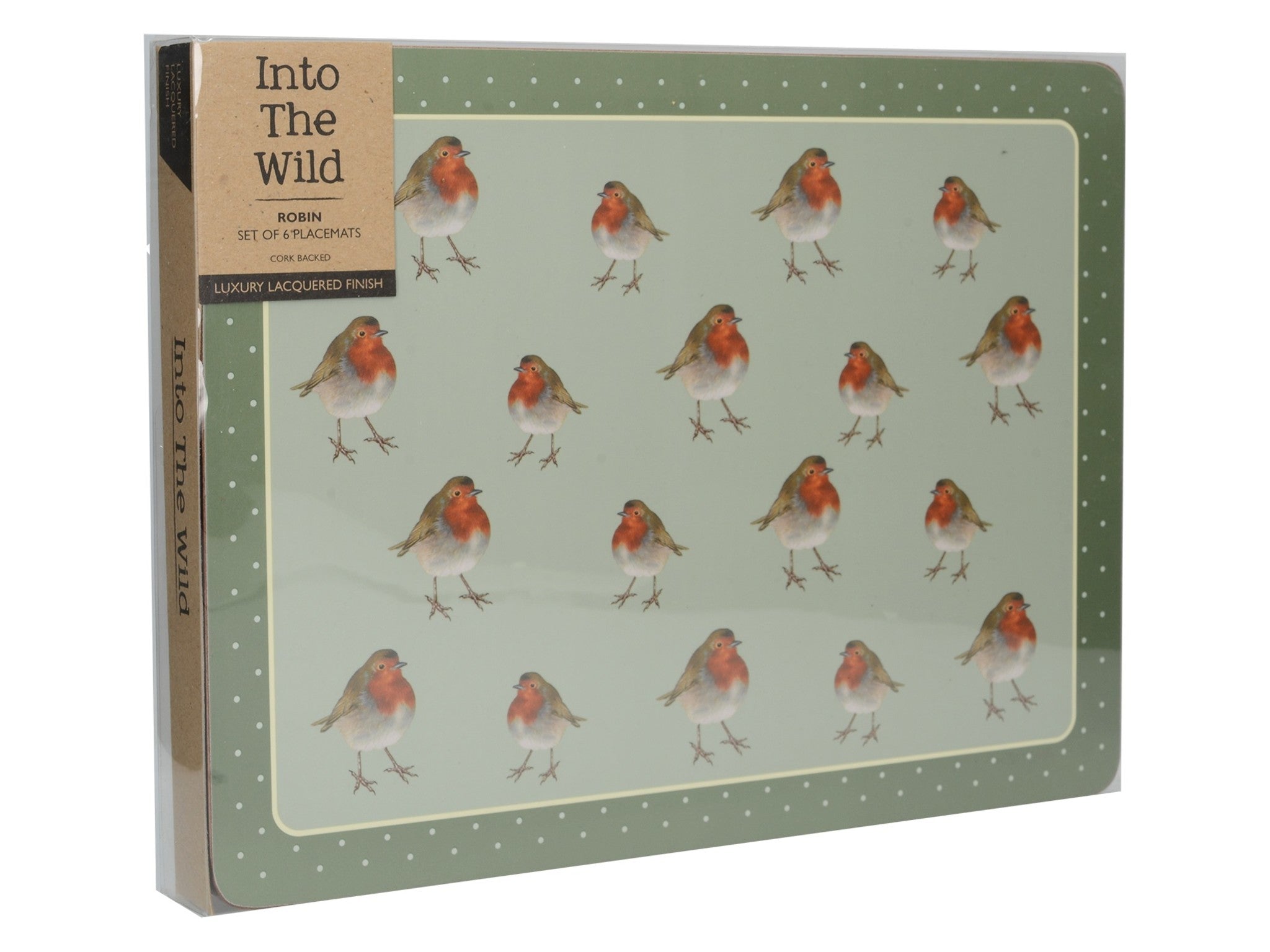 6Piece Set of Into The Wild Robin Placemats, 30 x 22.8 cm (11¾" x 9