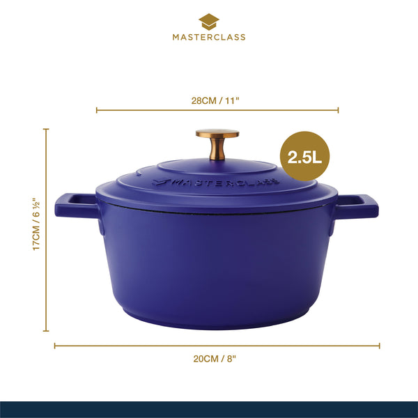 MasterClass Electric Blue Cast Aluminium Casserole Dish, 2.5L image 3