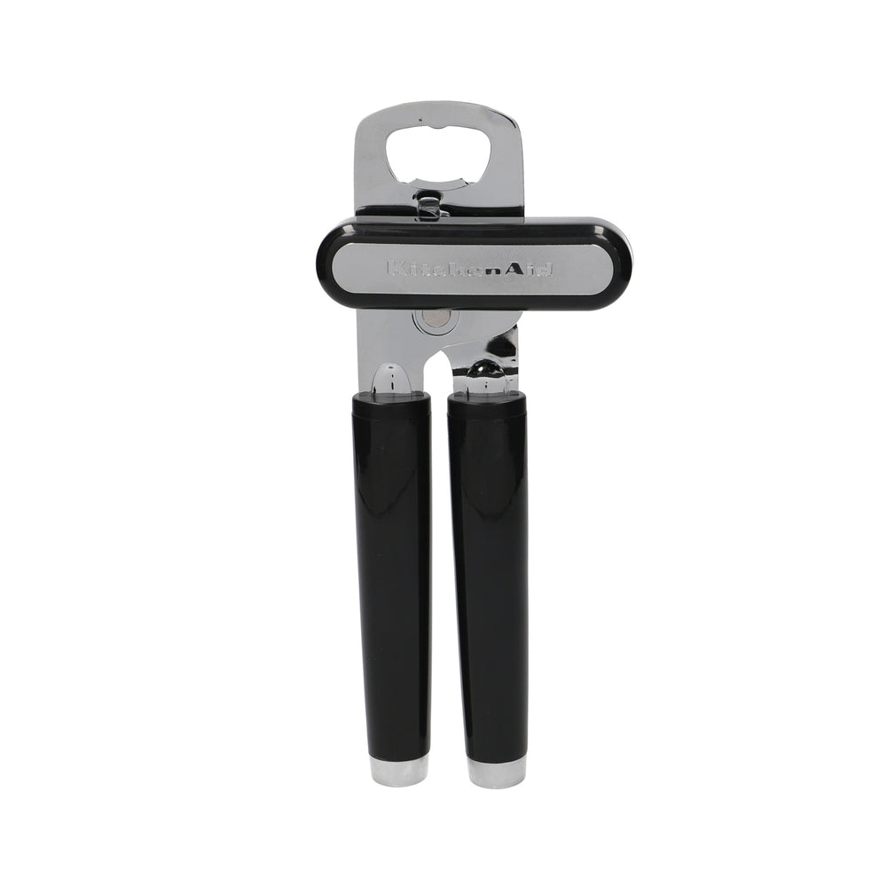 4pc Onyx Black Utensil Set with Multi-Function Can Opener, Pizza Wheel, Garlic Press and Euro Peeler