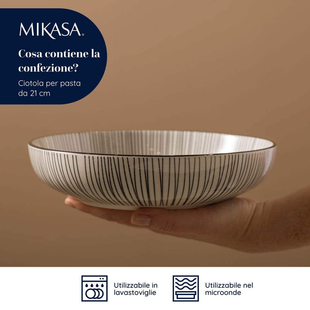 Mikasa Black Stripe Stoneware Bowl, 21 cm