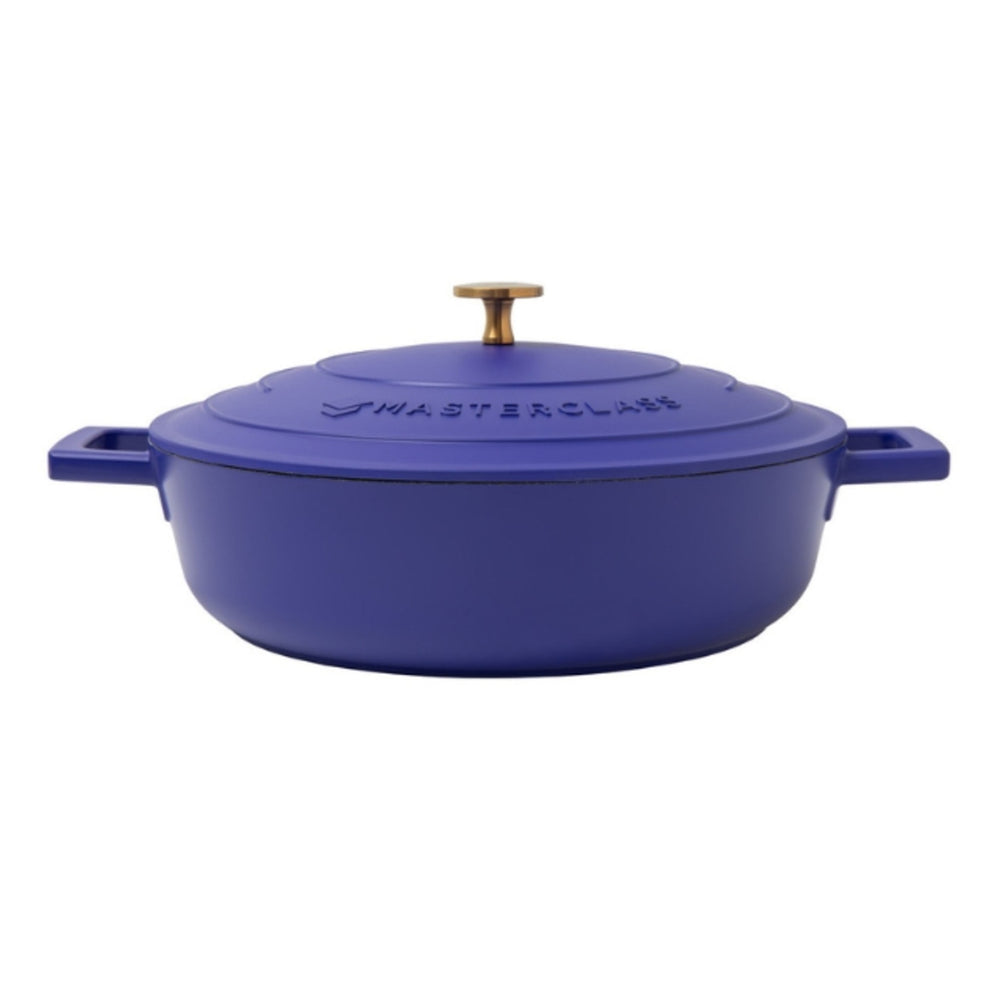 MasterClass Electric Blue Cast Aluminium Shallow Casserole Dish, 28cm, 4L image 1