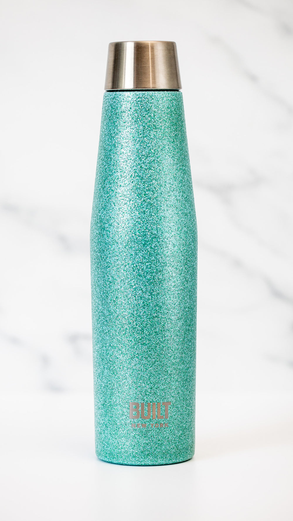 BUILT Apex 540ml Insulated Water Bottle, BPA-Free 18/8 Stainless Steel - 'Aqua Glitter'