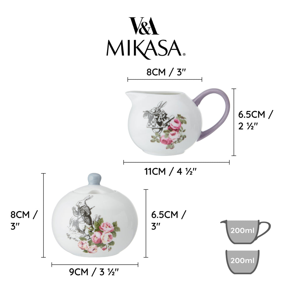 Mikasa and the V&A Alice In Wonderland Bone China Sugar Bowl And Creamer, 200ml