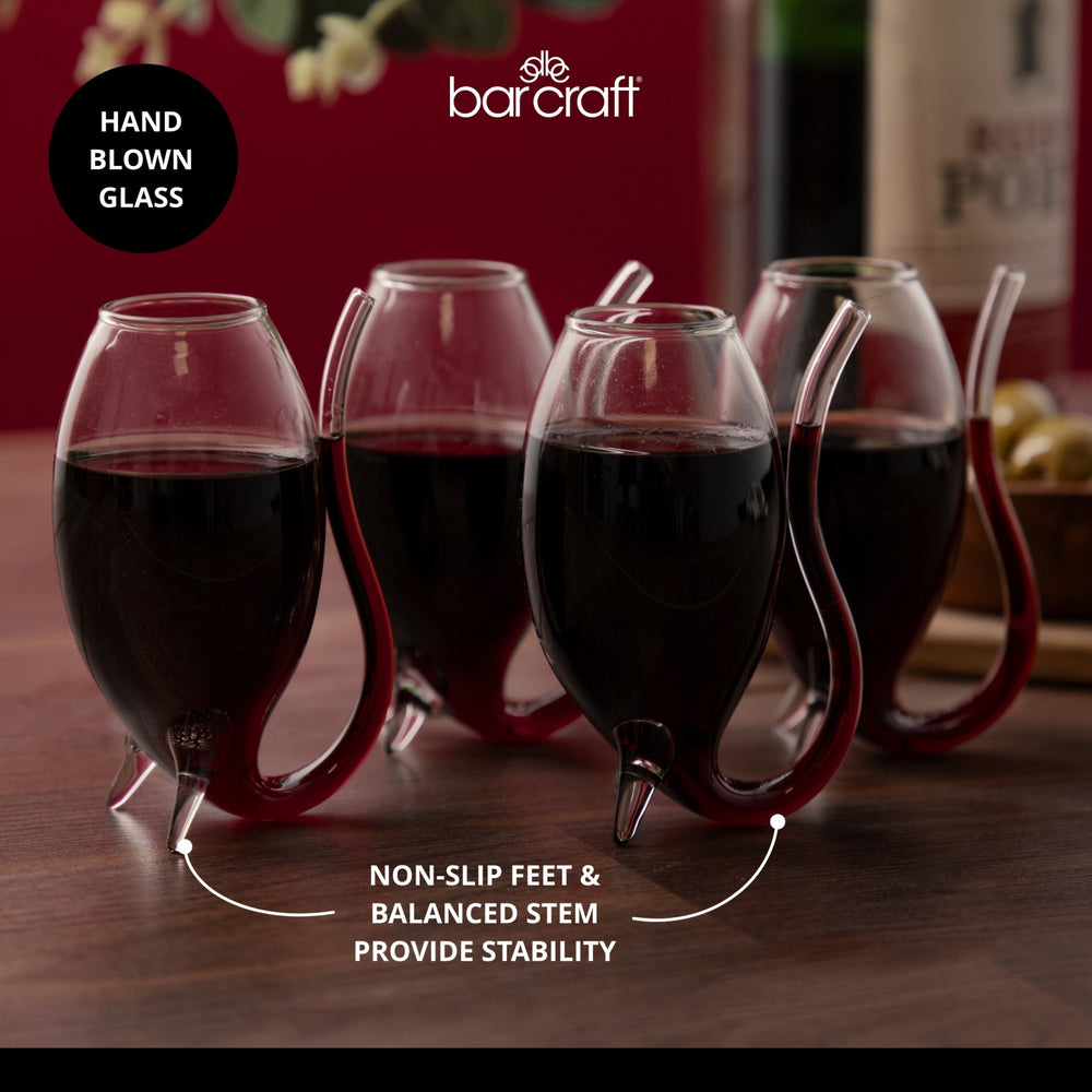 BarCraft Set of 4 Glass Port Sippers