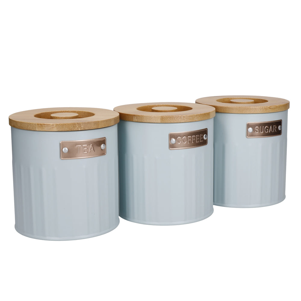 KitchenCraft Tea, Coffee and Sugar Canisters - 1 L, Light Blue, Set of 3