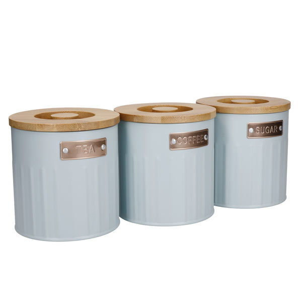 KitchenCraft Tea, Coffee and Sugar Canisters - 1 L, Light Blue, Set of 3 image 12