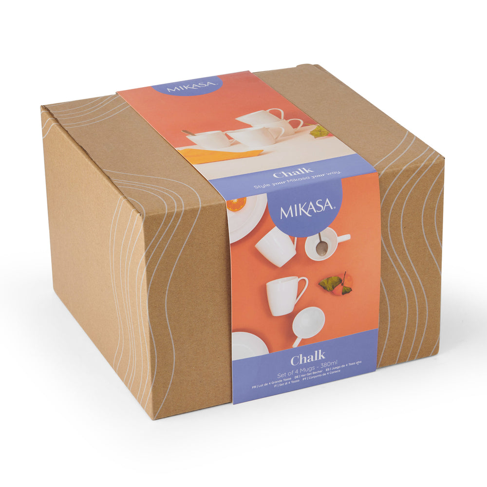 Mikasa Chalk Porcelain Mugs, Set of 4, 380ml, White