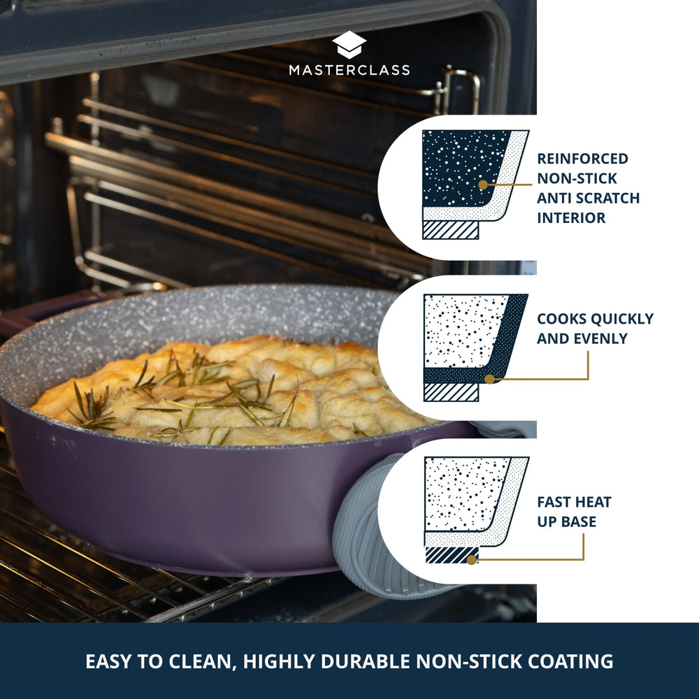 MasterClass Purple Cast Aluminium Shallow Casserole Dish, 28cm, 4L
