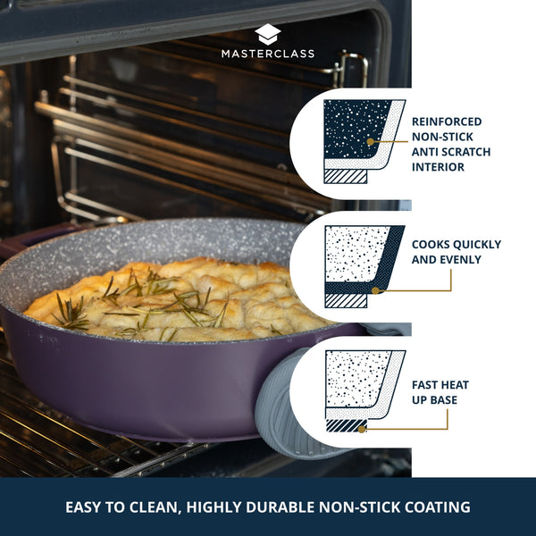 MasterClass Purple Cast Aluminium Shallow Casserole Dish, 28cm, 4L image 7