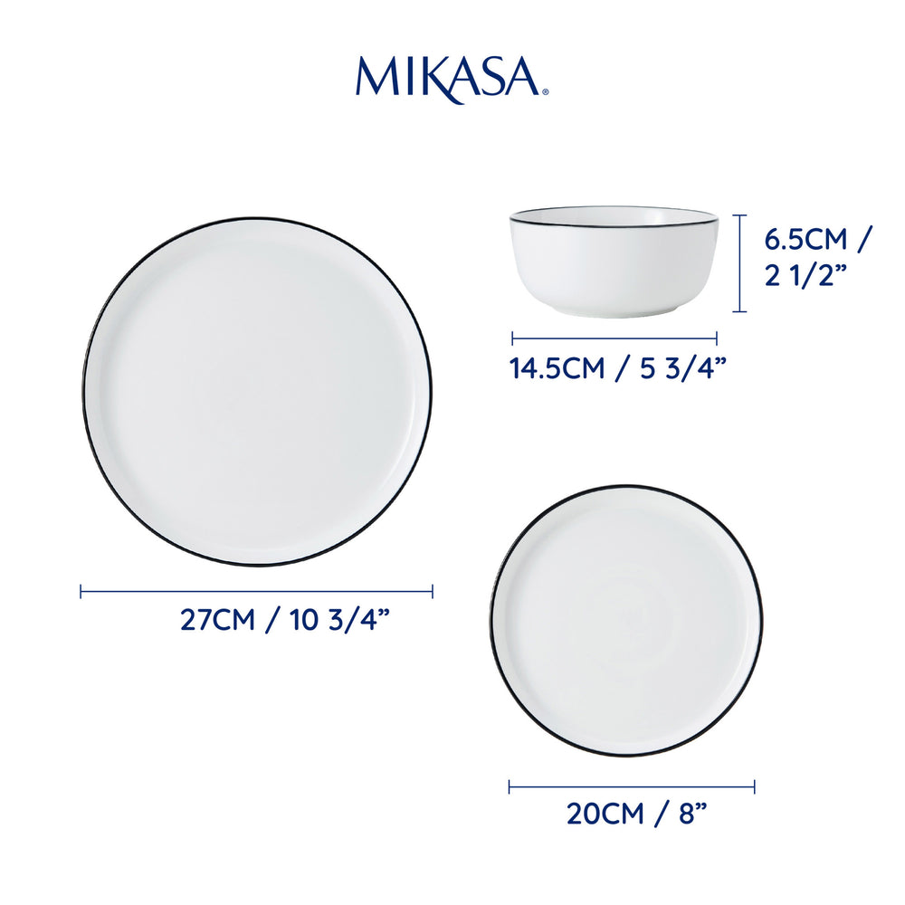 Mikasa Limestone 12pc Porcelain Dinner Set, White