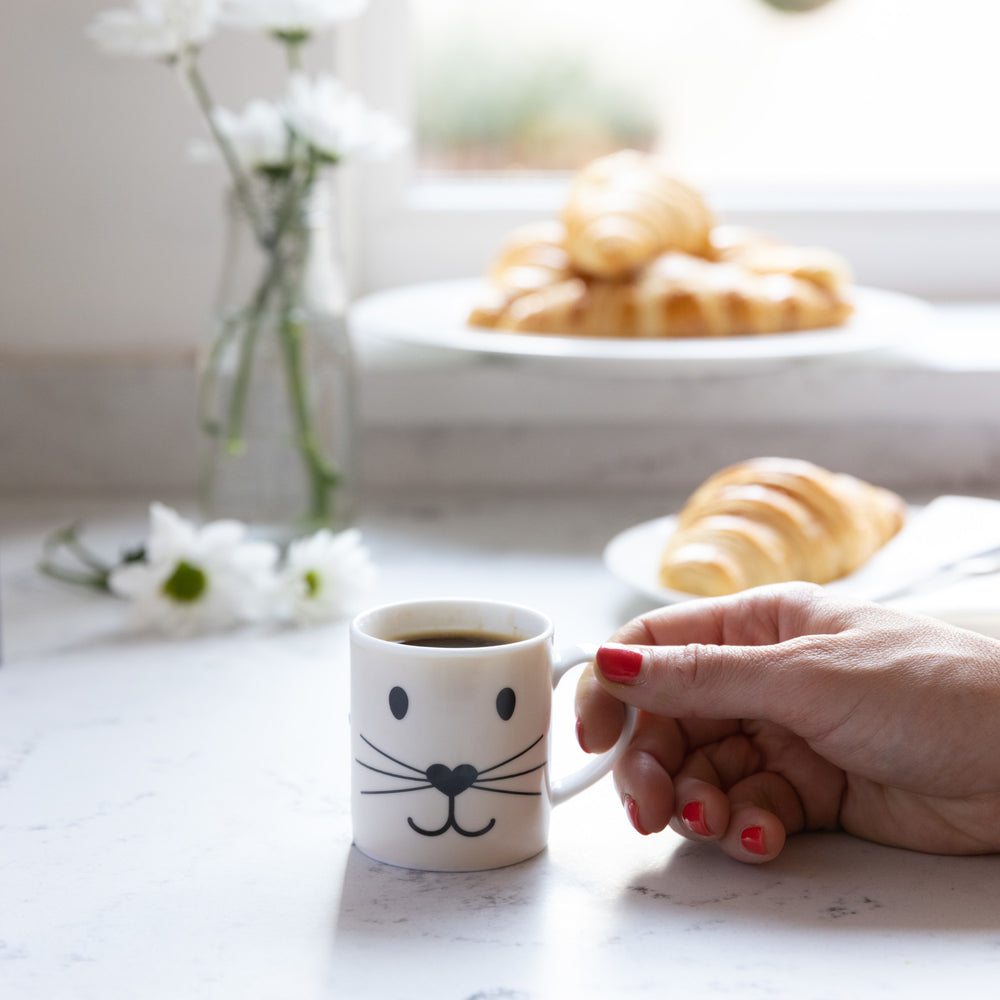 KitchenCraft 80ml Porcelain Cat Face Espresso Cup