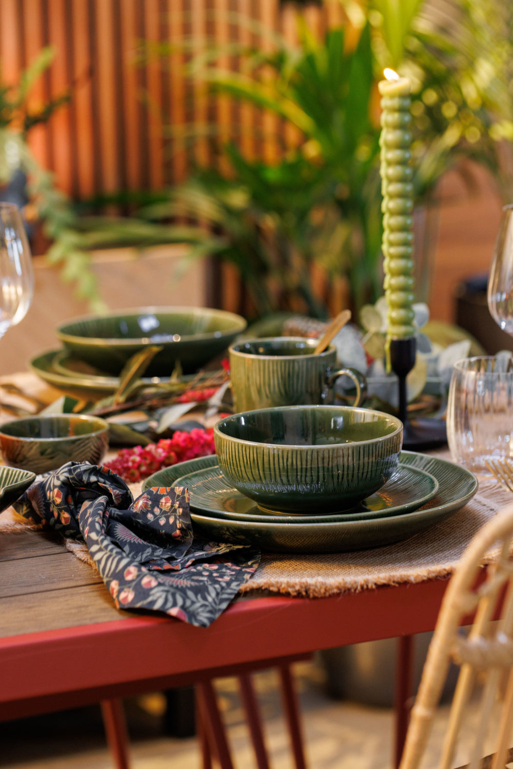 Mikasa Jardin Stoneware Cereal Bowls, Set of 4, 15cm, Green