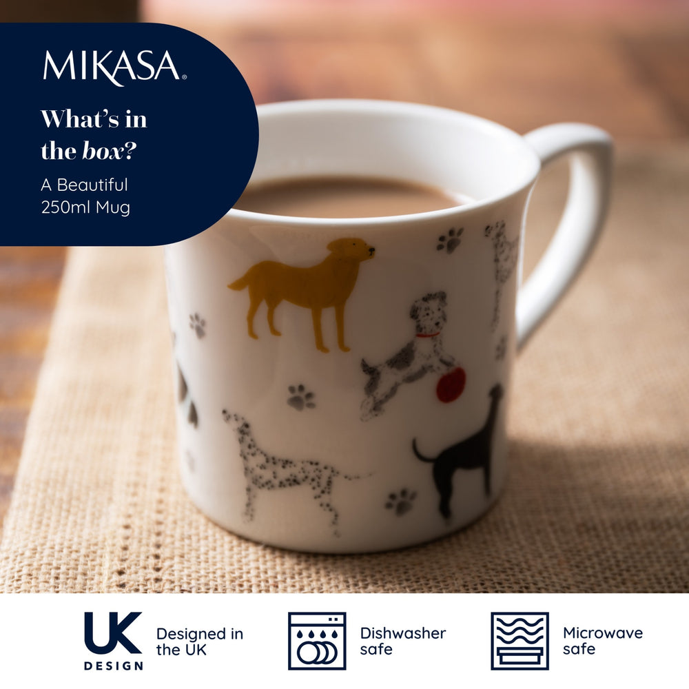 Mikasa Fine China Dog Print Fluted Mug, 250ML