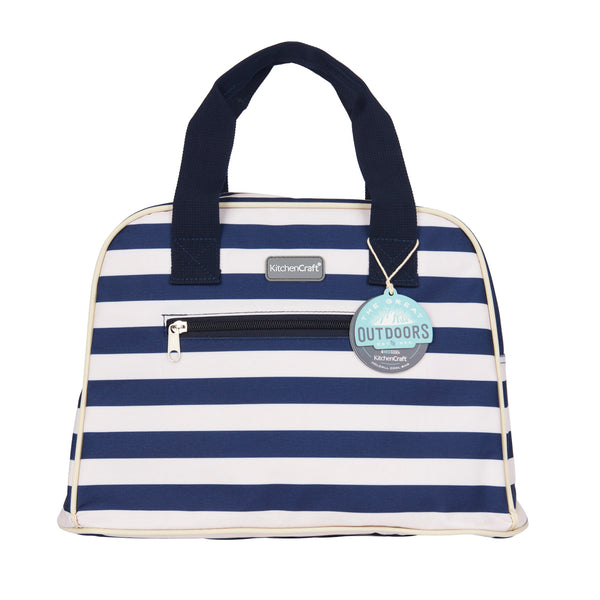 KitchenCraft Lulworth 11.5 Litre Blue Stripe Holdall Style Cool Bag image 4