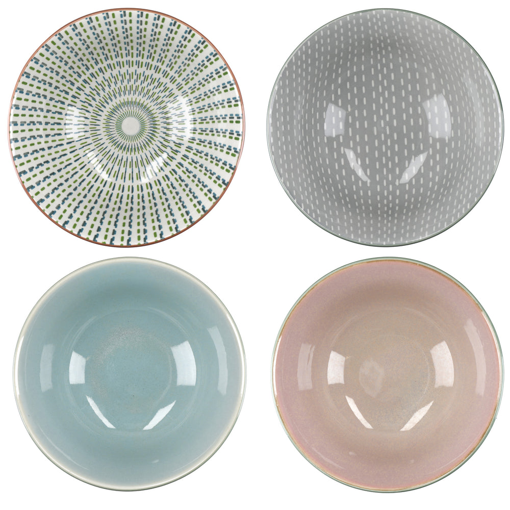 KitchenCraft Set of 4 Ceramic Cereal Bowls - 'Floral' Design