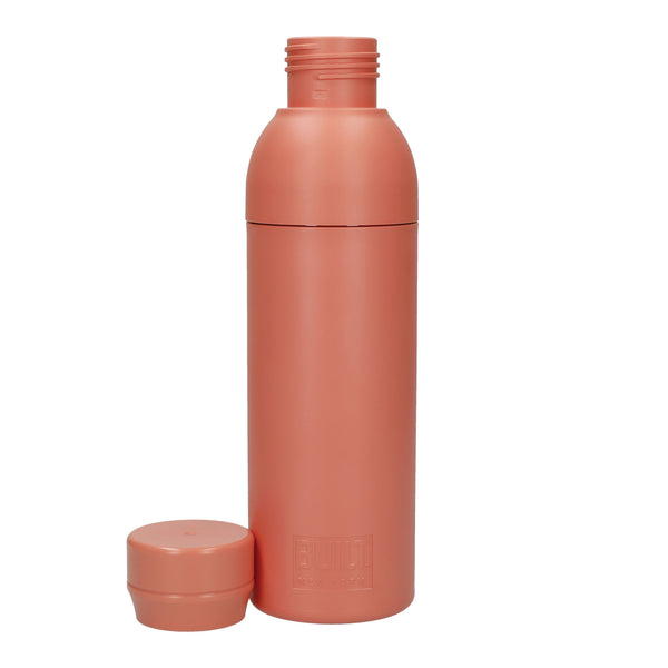 BUILT Planet Bottle, 500ml Recycled Reusable Water Bottle with Leakproof Lid - Coral Pink image 3