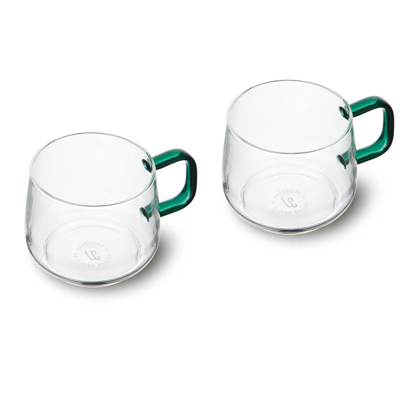 La Cafetière Glass Mug With Green Glass Handle, Set of 2, 275ml image 3