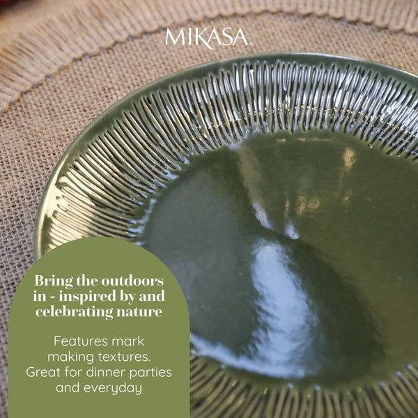 Mikasa Jardin 12-Piece Stoneware Dinner Set, Green image 9