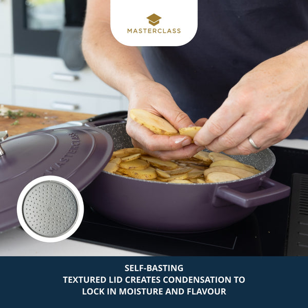 MasterClass Purple Cast Aluminium Shallow Casserole Dish, 28cm, 4L image 5