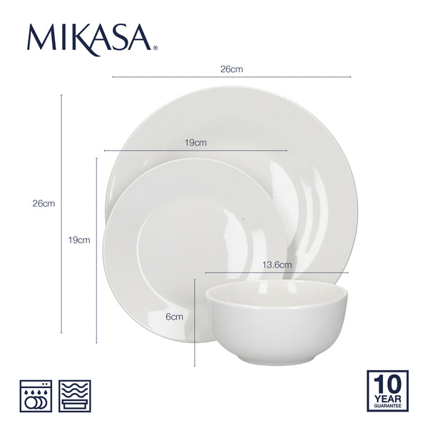 Mikasa Alexis Porcelain 12-Piece White Dinner Set image 7
