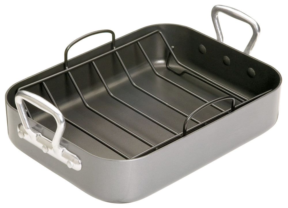 MasterClass Set of Non-Stick Roaster with Rack 36x27.5x7.5cm and  Baking Tray 39x27x2cm