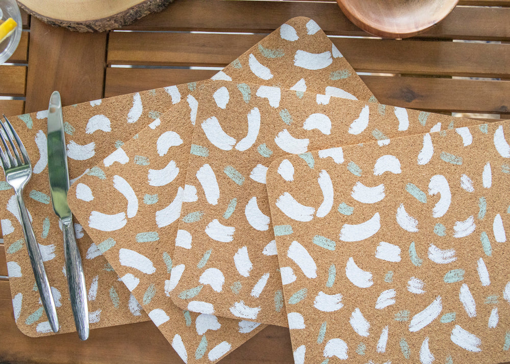 Creative Tops Printed Cork Placemats, Set of 4, Terrazzo Design, 29 x 21.5 cm