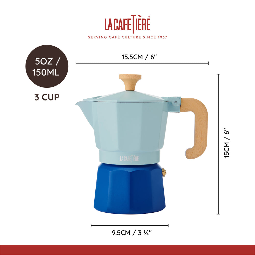 La Cafetière Espresso Pot 3 Cup, Sky Blue
