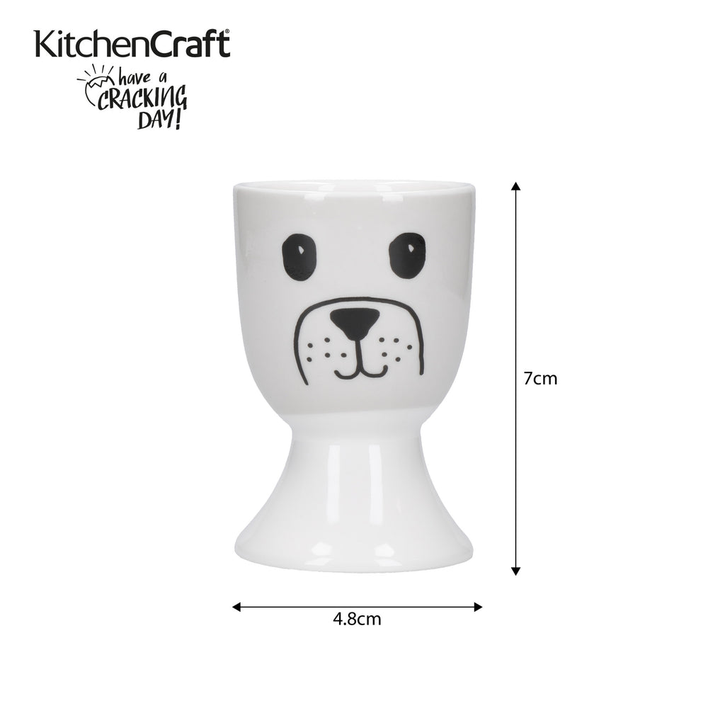 KitchenCraft Cat and Dog Egg Cup Set - Porcelain, 4 Pieces
