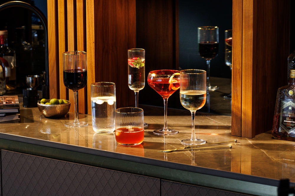 Mikasa Sorrento Ridged Crystal Highball Glasses, Set of 4, 510ml