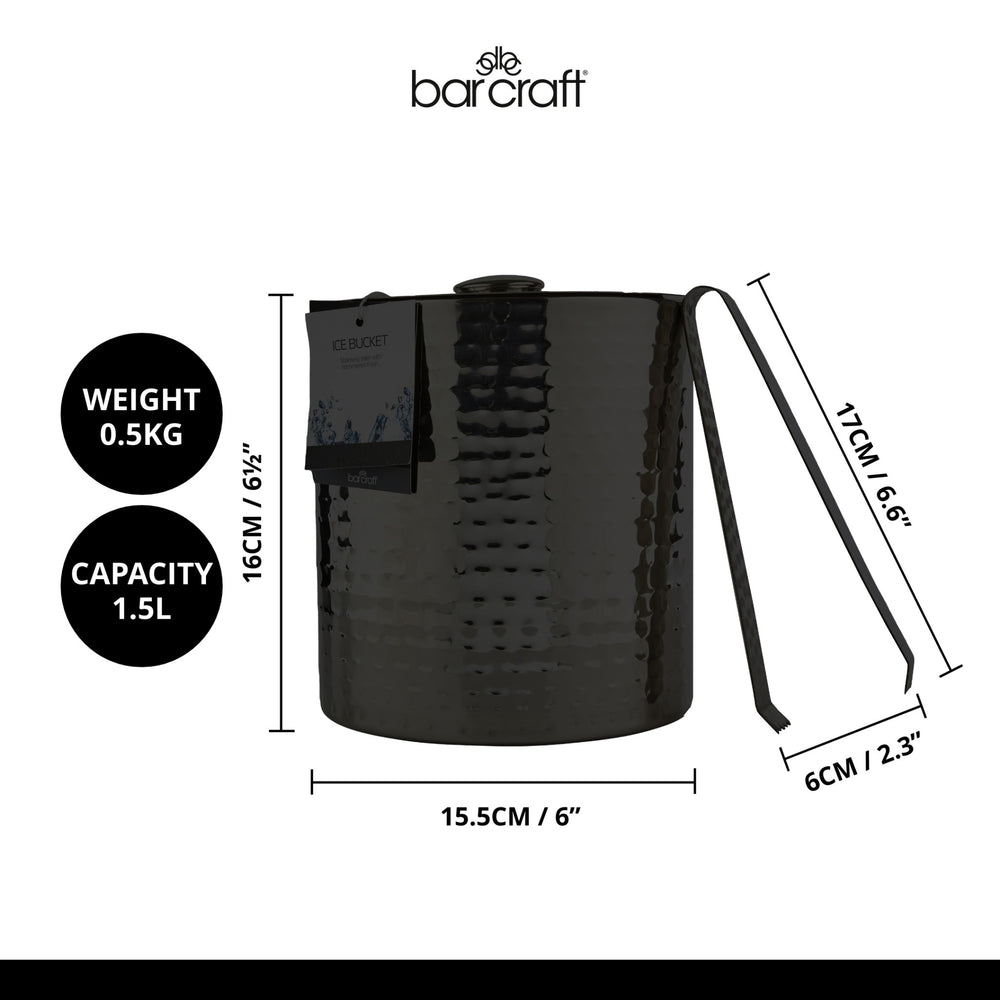 BarCraft Small Hammered Ice Bucket with Lid