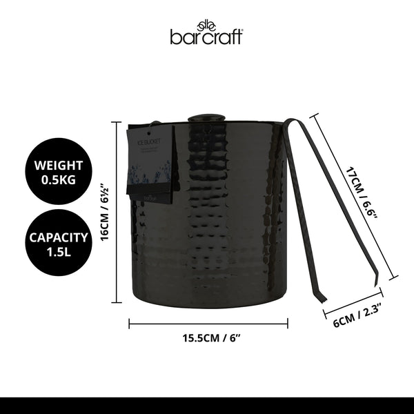 BarCraft Small Hammered Ice Bucket with Lid image 8