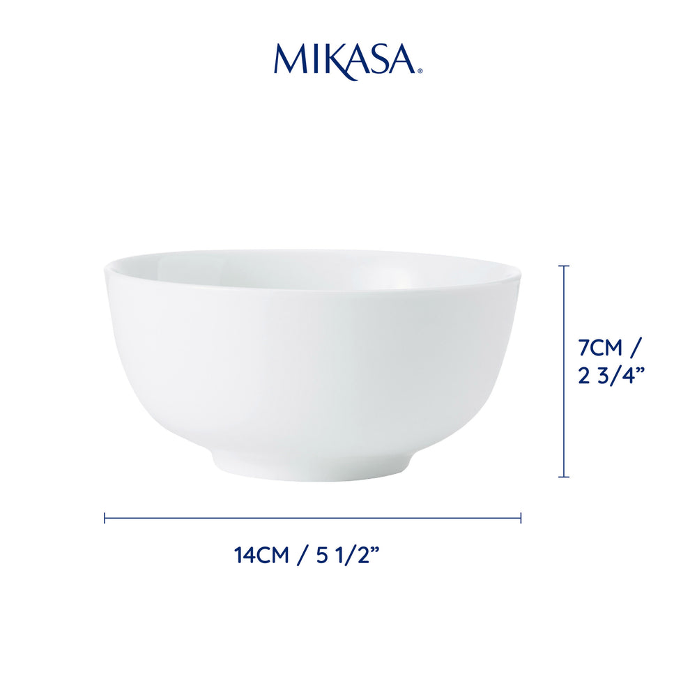 Mikasa Chalk Porcelain Cereal Bowls, Set of 4, 14cm, White