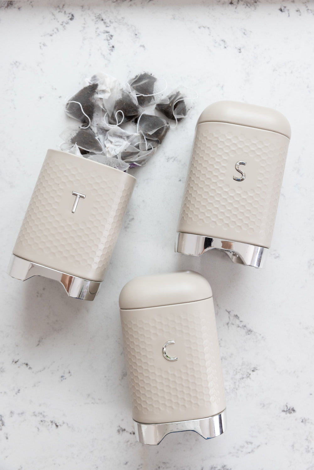 KitchenCraft Lovello Textured Latte Cream Tea / Coffee / Sugar Canisters