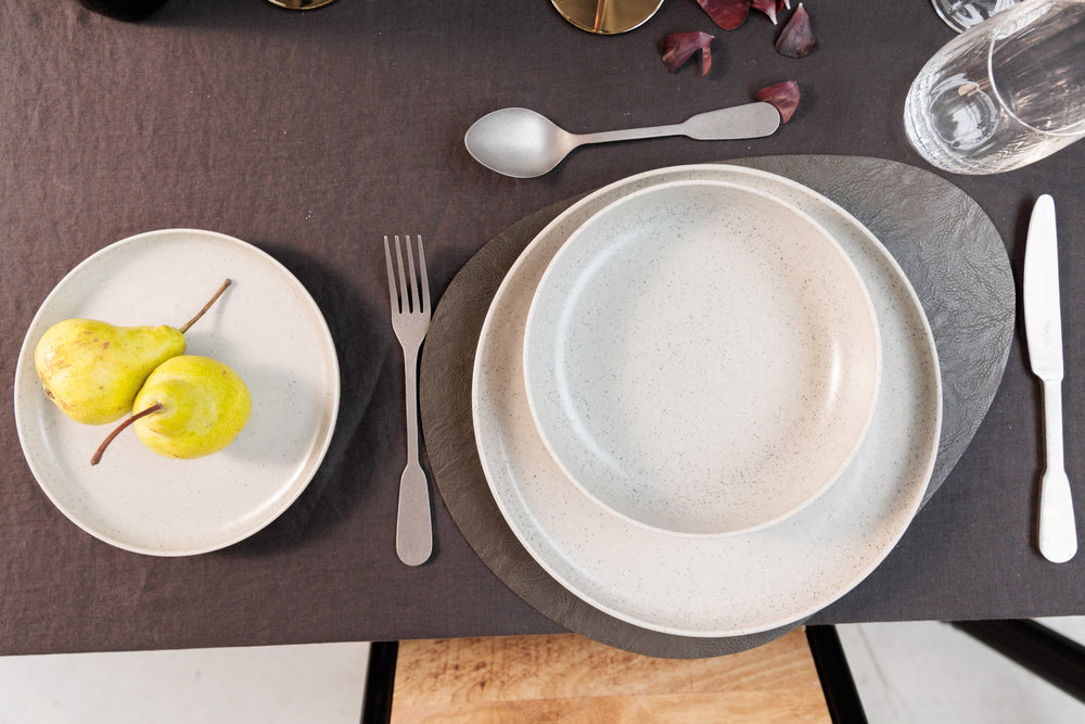 Mikasa Pebble-Shaped Faux-Leather Placemats, Set of 4, Grey, 38 x 30cm