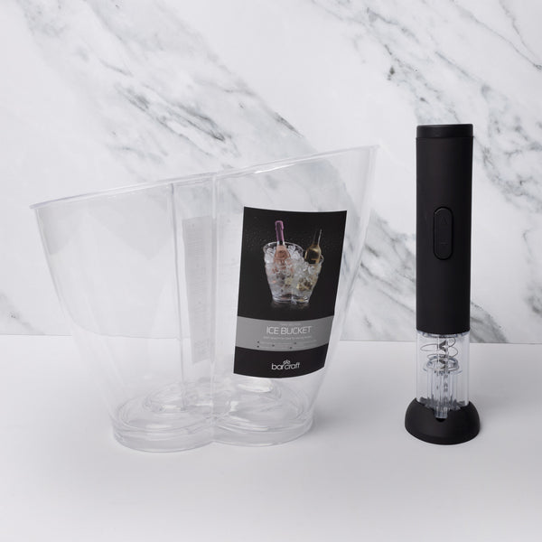 2pc Barware Set including Acrylic Double Sided Drinks Pail and Electric Corkscrew image 2