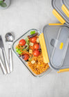Built Stylist Glass 900ml Lunch Box with Cutlery image 2