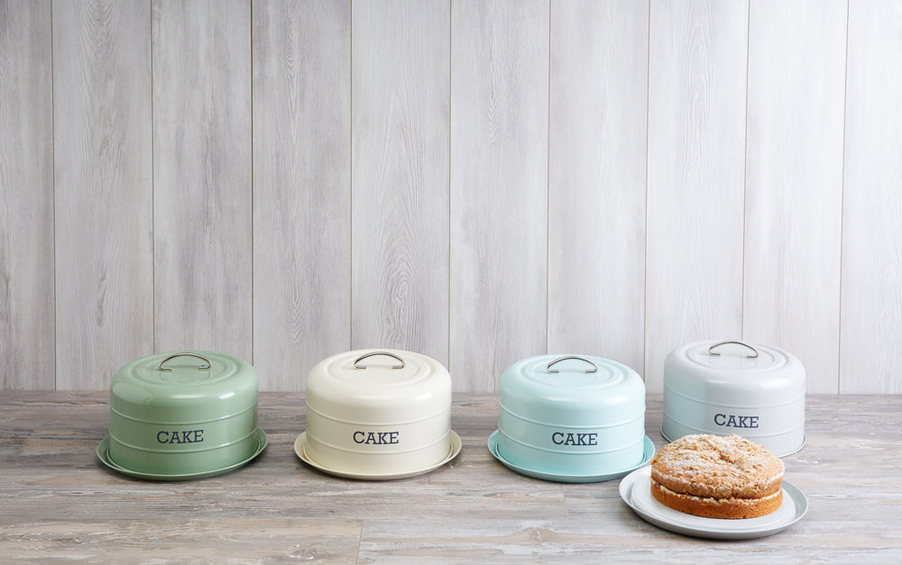 Living Nostalgia Airtight Cake Storage Tin/Cake Dome - English Sage Green