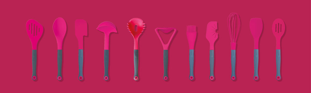 Colourworks Brights Pink Silicone-Headed Slotted Spoon