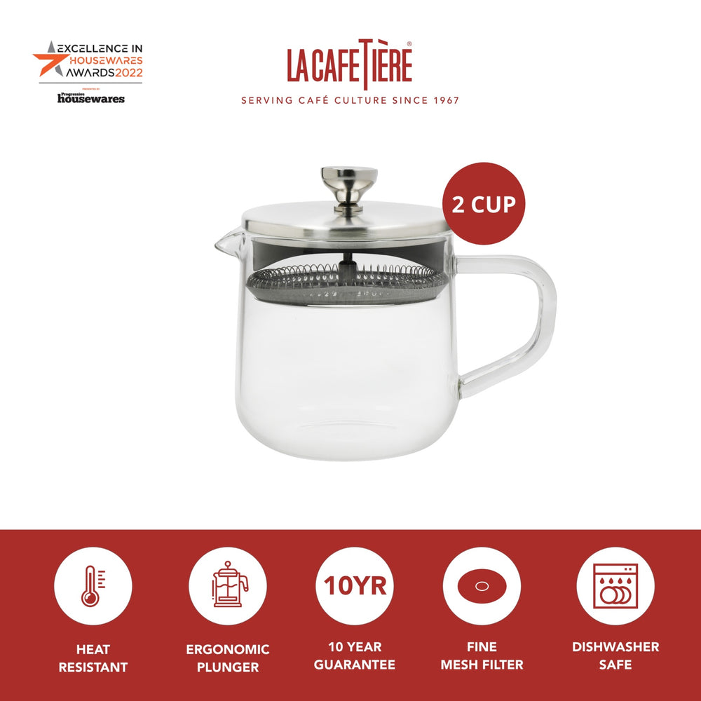 La Cafetière Loose Leaf 2-Cup Glass Teapot, 550ml