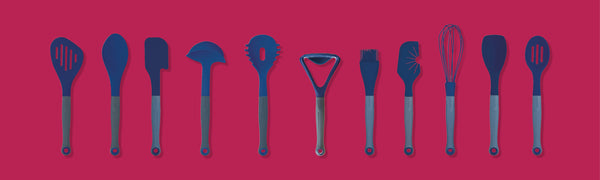 Colourworks Brights Navy Silicone-Headed Slotted Spoon image 6