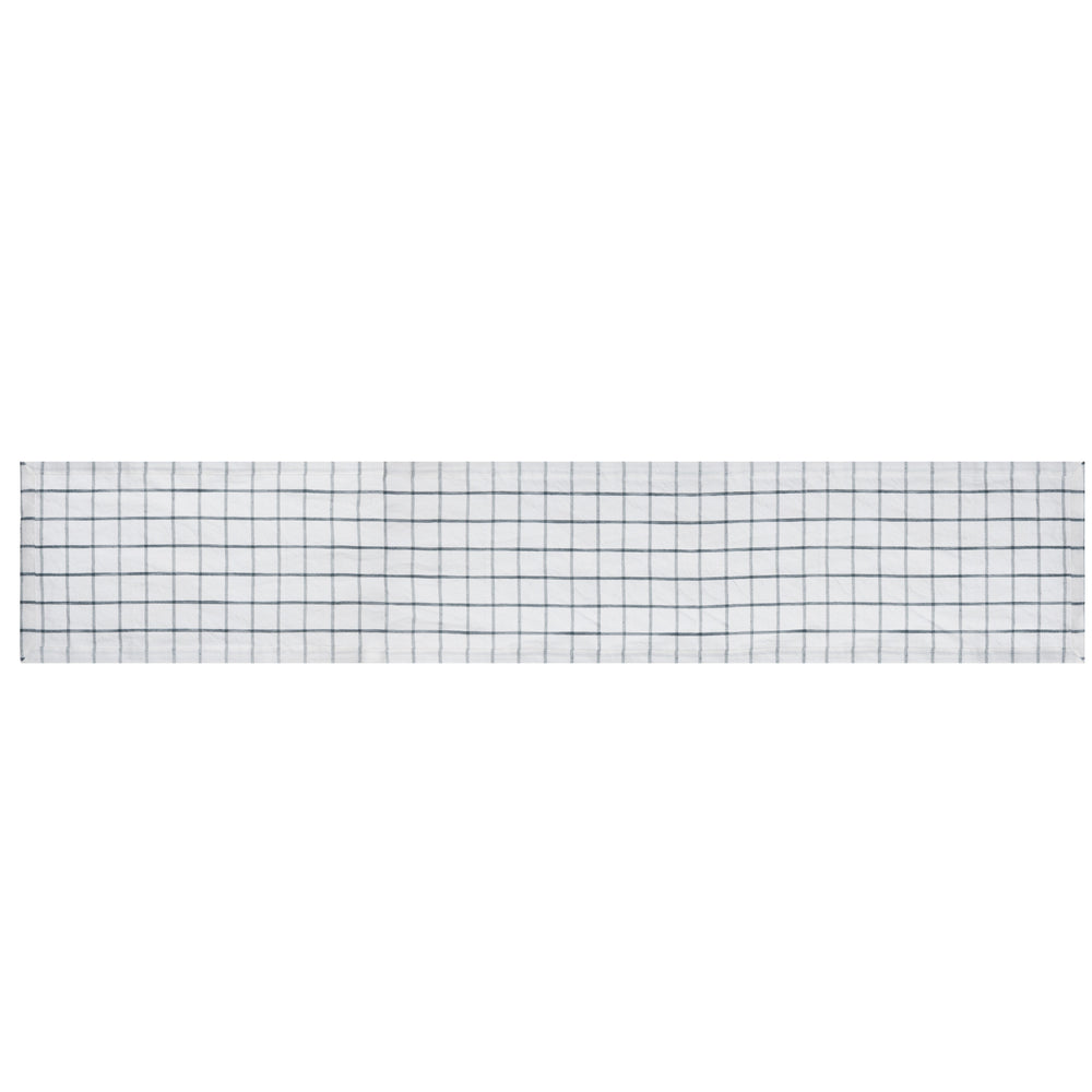 Mikasa Industrial Check Cotton and Linen Table Runner, 230 x 33cm image 1