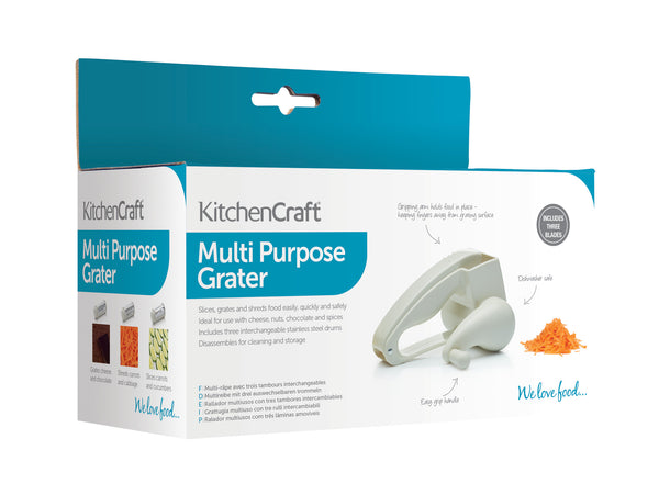 KitchenCraft Plastic Rotary Grater Mill With Three Blades image 4