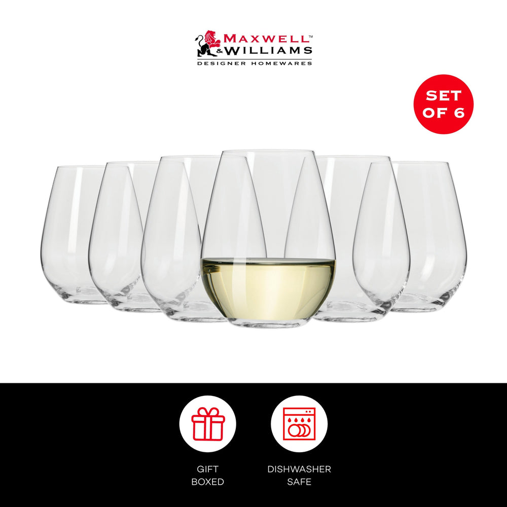 Maxwell & Williams Vino Set of 6 400ml Stemless White Wine Glasses