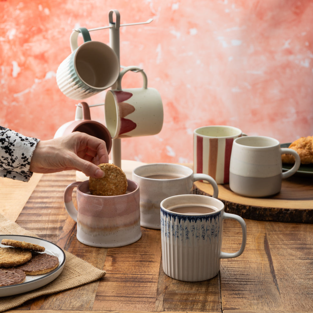 Mikasa Pink and Orange Stripe Mug, 380ML
