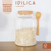 KitchenCraft Idilica Glass Storage Jar with Beechwood Lid and Bamboo Spoon, 1200ml