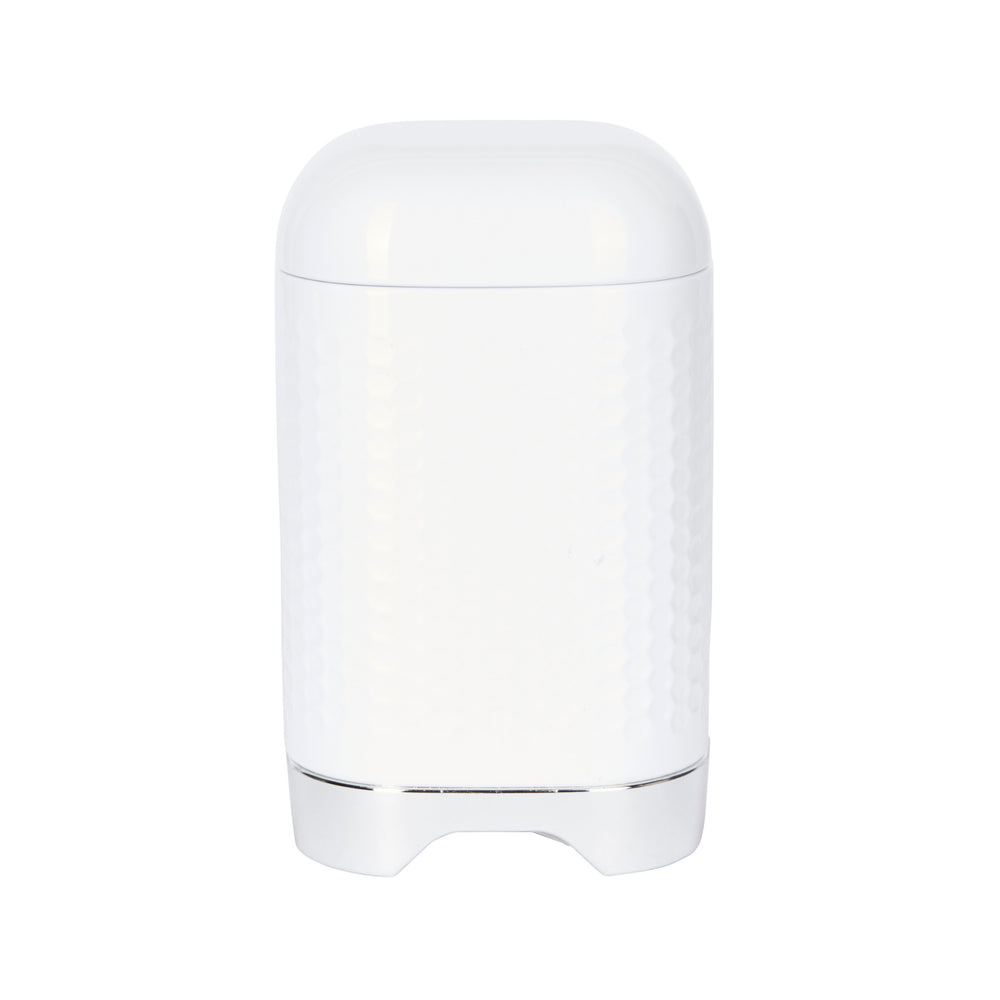 Lovello Retro Storage Jar with Geometric Textured Finish - Ice White