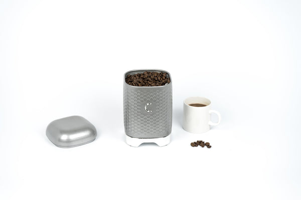 Lovello Retro Coffee Canister with Geometric Textured Finish - Shadow Grey image 5